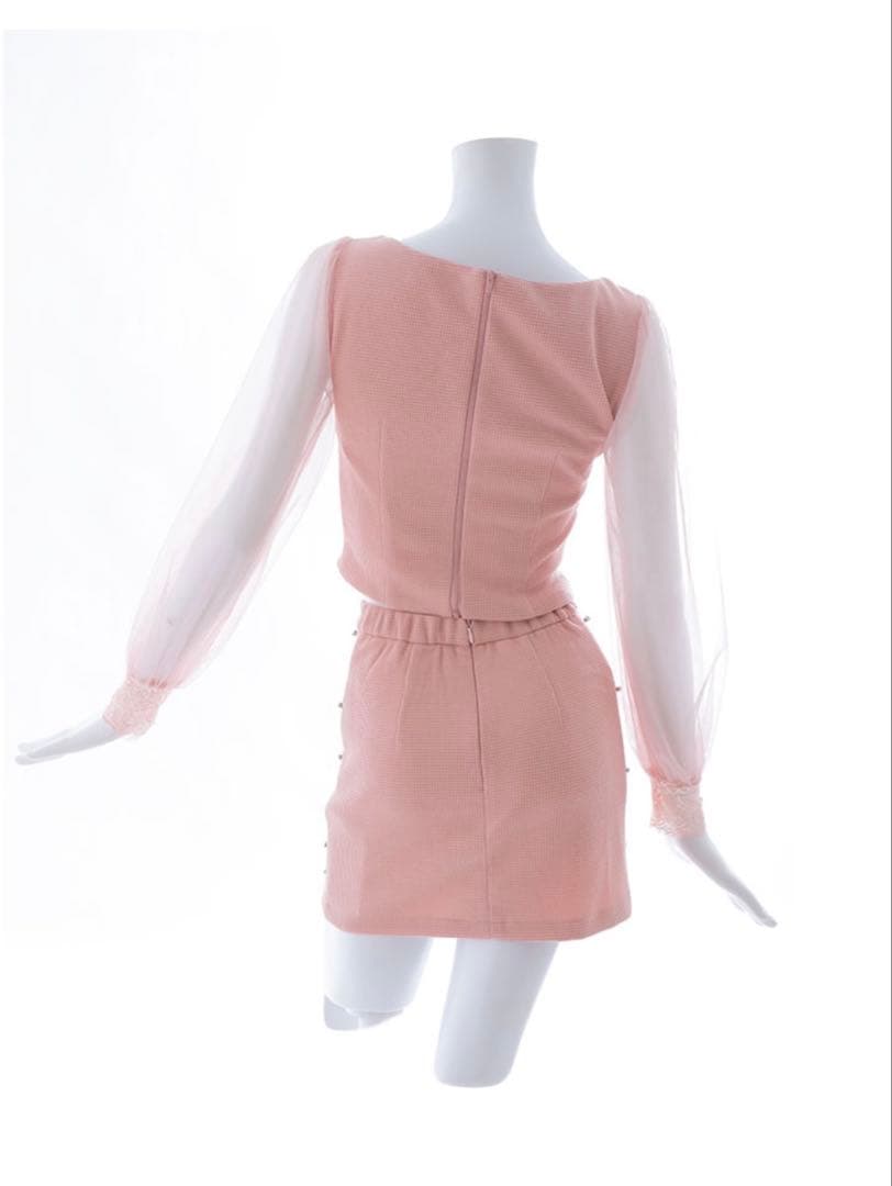 フロントジップセットアップミニドレス　キャバドレス　ピンク　Lサイズ　美品