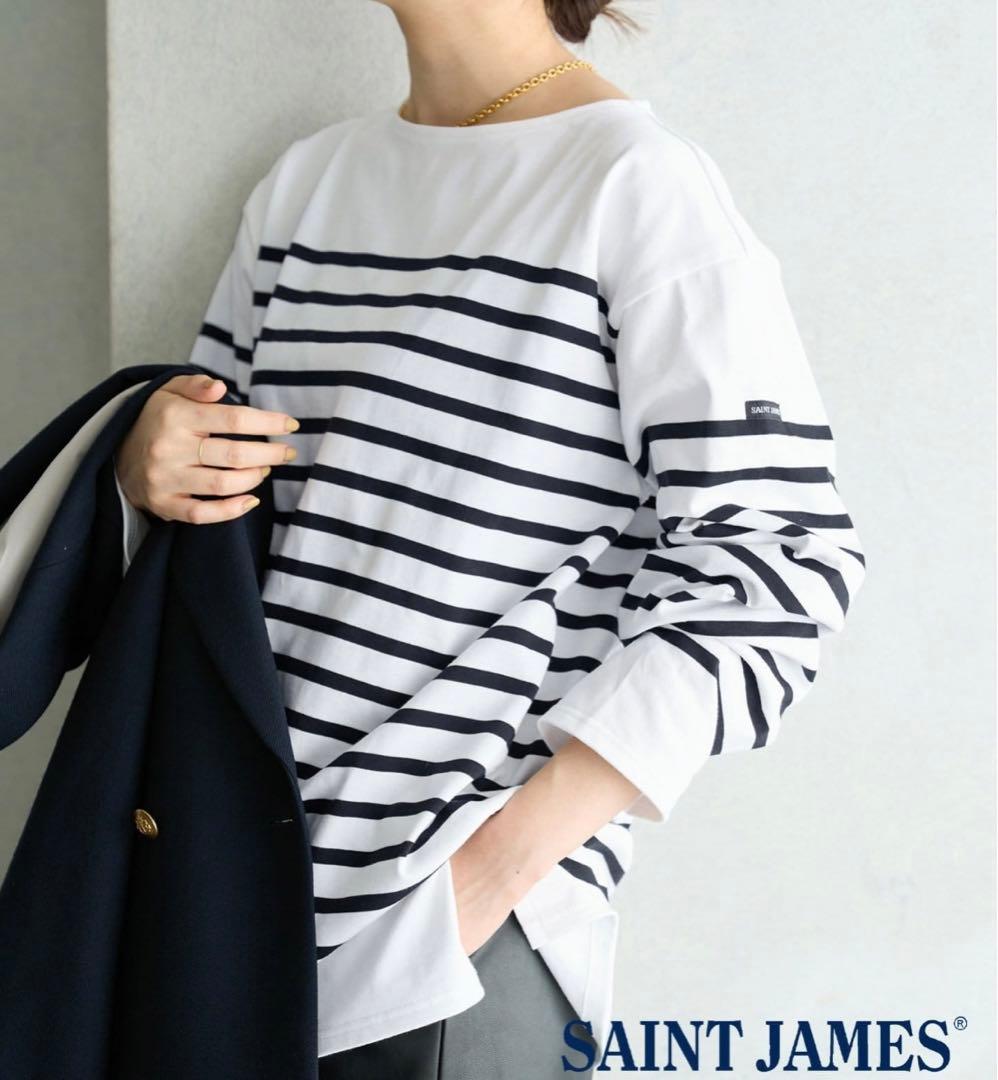 美品　セントジェームス　ナヴァル　ボーダーカットソー　長袖　サイズL 白黒