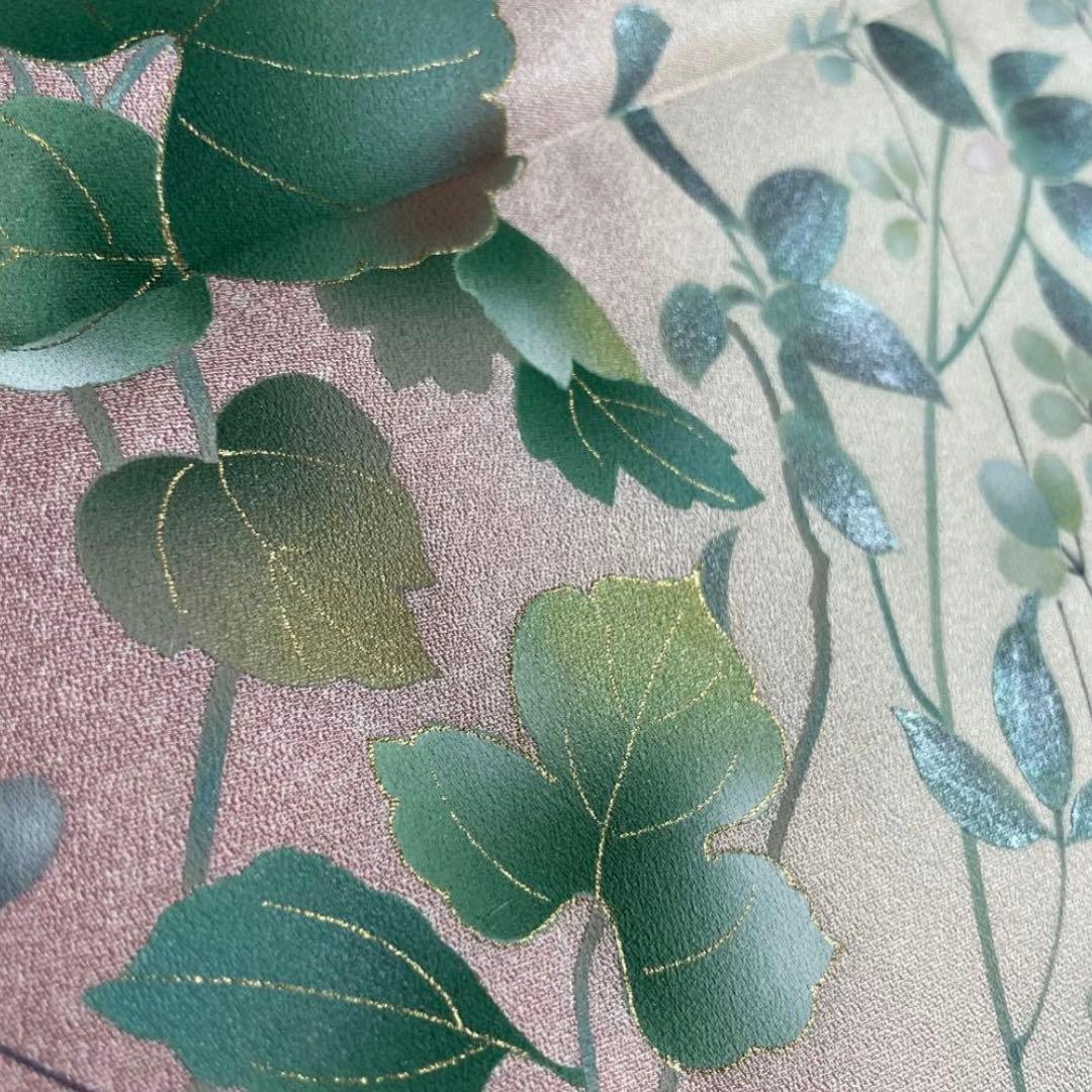 ぽ*ん様 付下げ 牡丹 萩 唐草文 正絹 裄67 トールサイズ v209