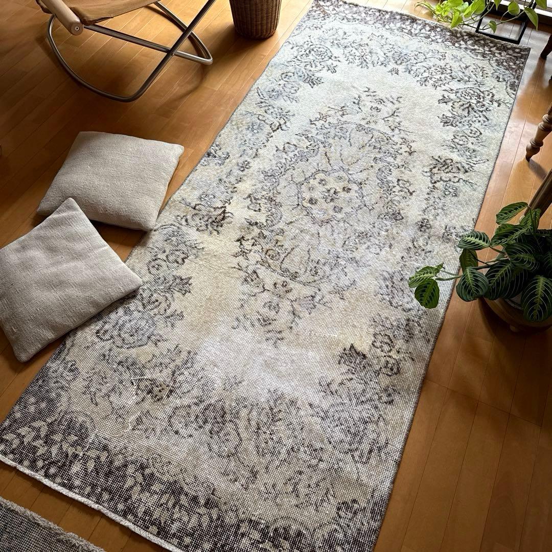 88×211 ナチュラルカラー　ブラウン　メダリオン　トルコヴィンテージラグ