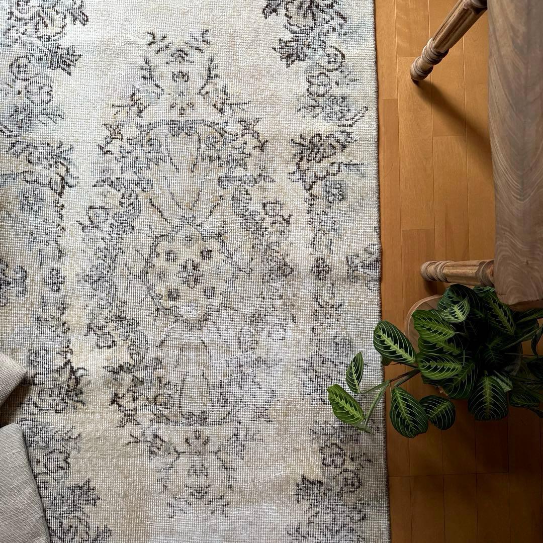 88×211 ナチュラルカラー　ブラウン　メダリオン　トルコヴィンテージラグ