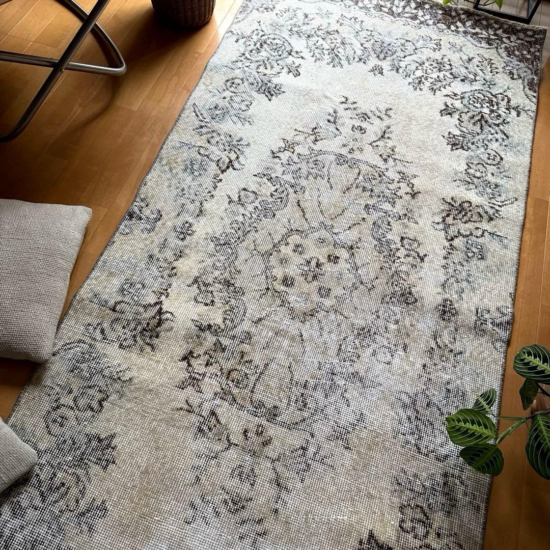 88×211 ナチュラルカラー　ブラウン　メダリオン　トルコヴィンテージラグ