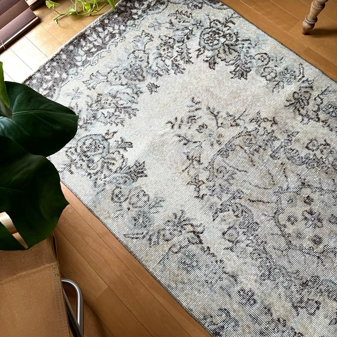 88×211 ナチュラルカラー　ブラウン　メダリオン　トルコヴィンテージラグ