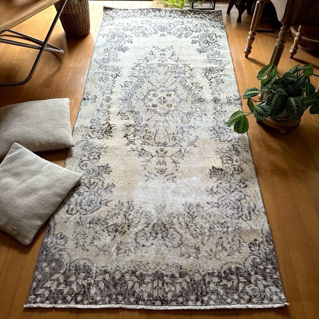 88×211 ナチュラルカラー　ブラウン　メダリオン　トルコヴィンテージラグ