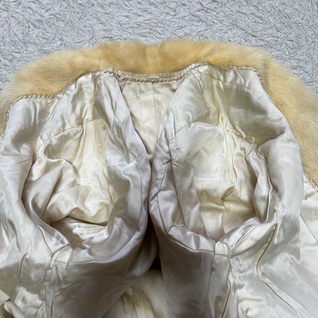 クロップド丈 パールミンク デザインチェック リアルファー 毛皮 ファーコート