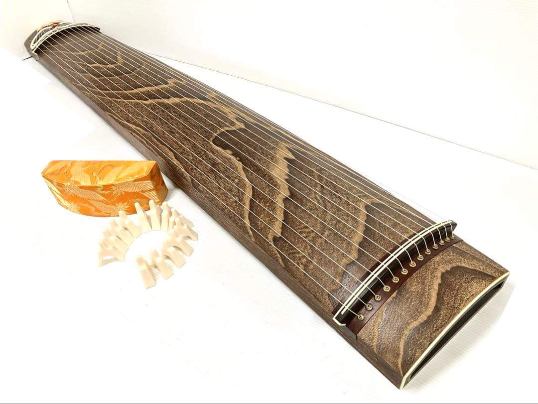 美品◆和琴◆13弦琴 全長183cm 琴柱／口前カバー／丸袋付き【引き取り歓迎】