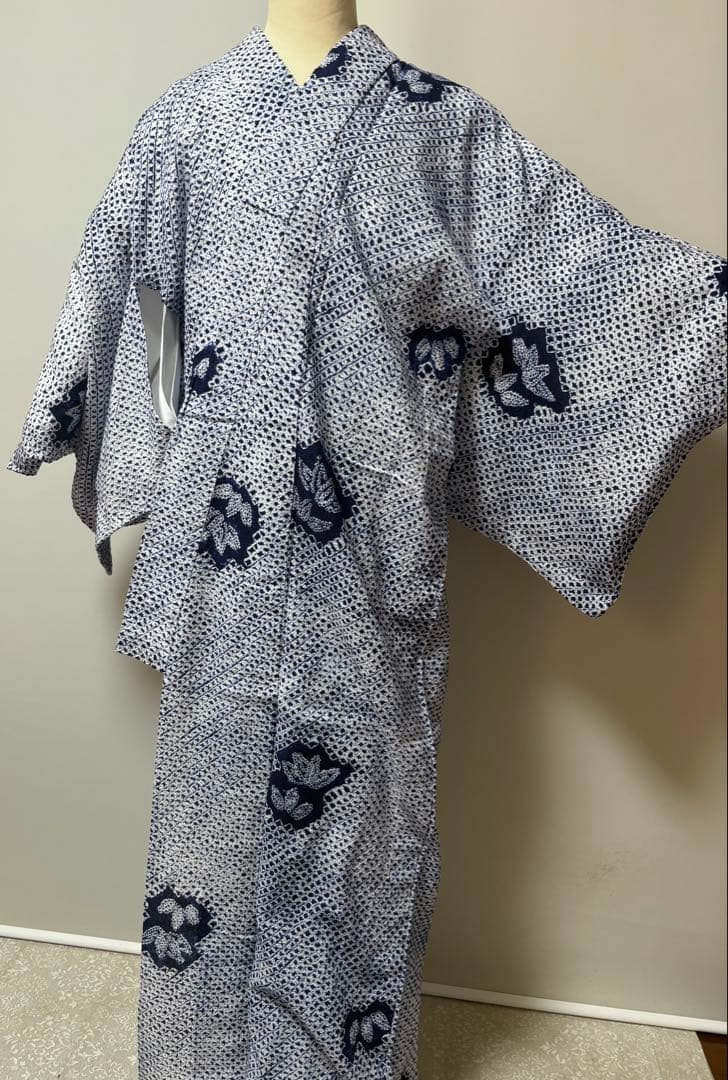 有松絞り　トールサイズ　浴衣　新品同様　裄68身丈163