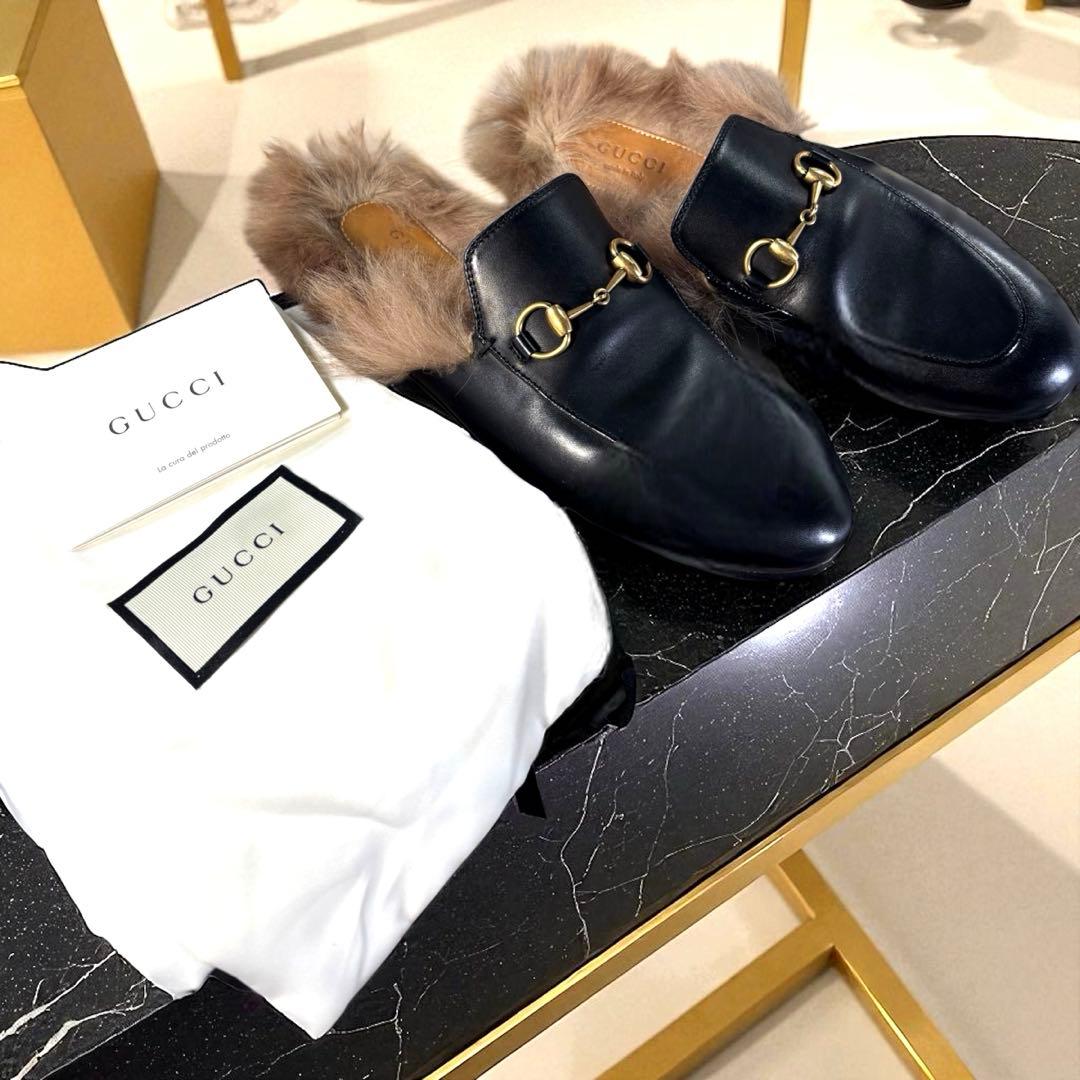 あ*ん様 GUCCI グッチ プリンスタウン ファー ローファーホースビット サ