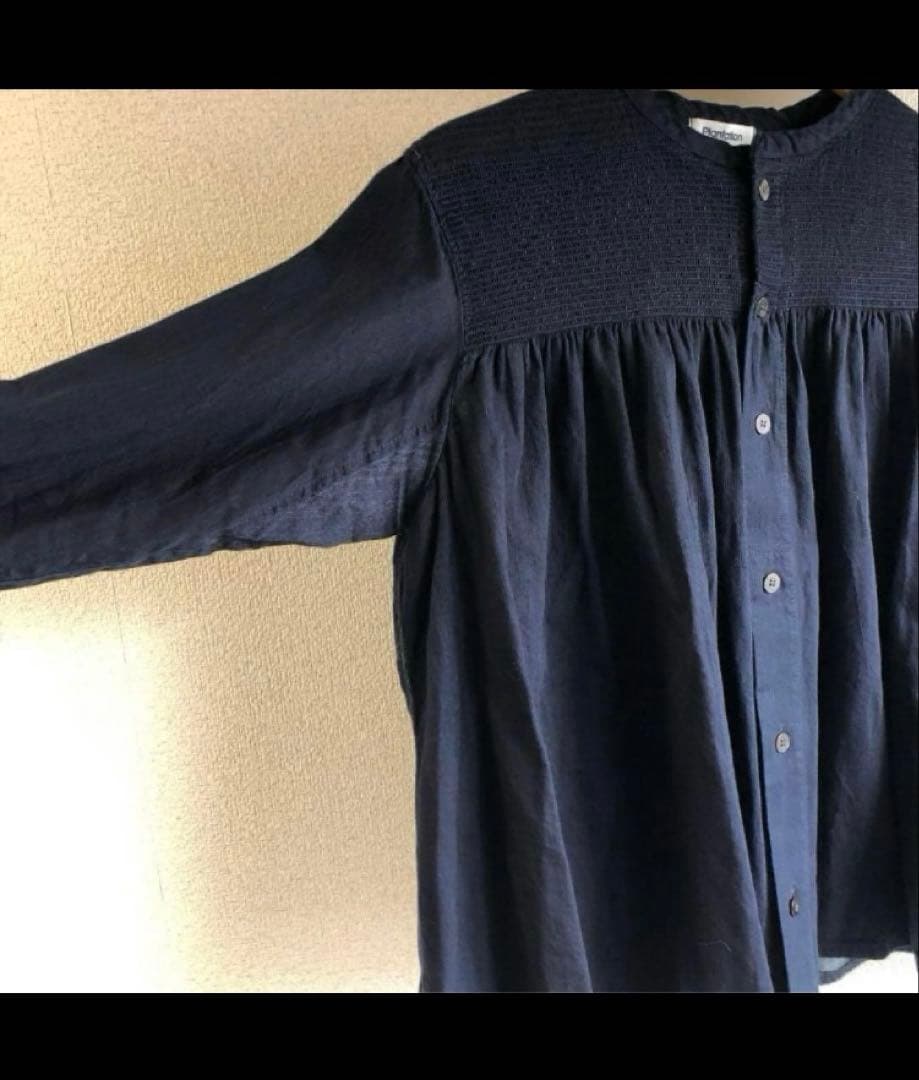 値下げ【美品】plantation シャーリングデニム　ブラウス