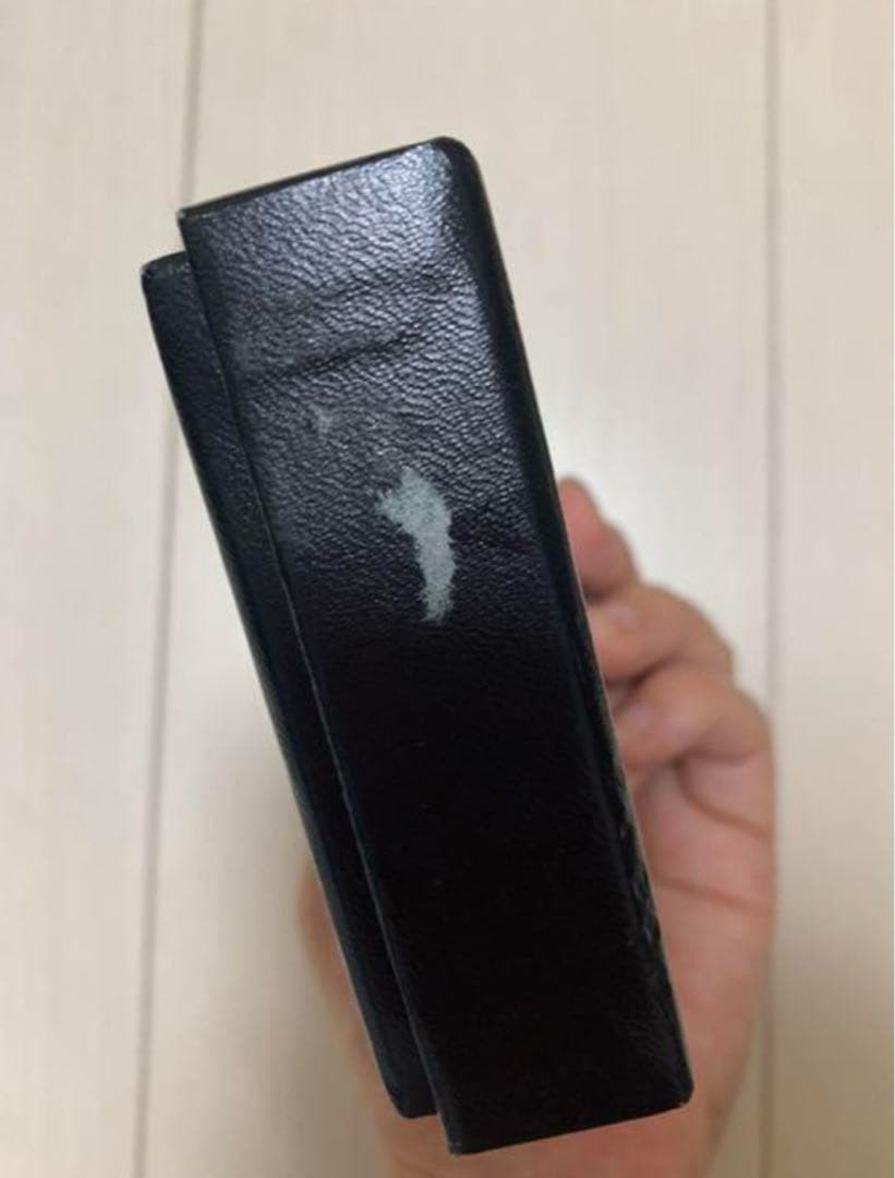 シャネル　名刺入れ　カードケース　キャビアスキン　ネイビー　シェードグリーン