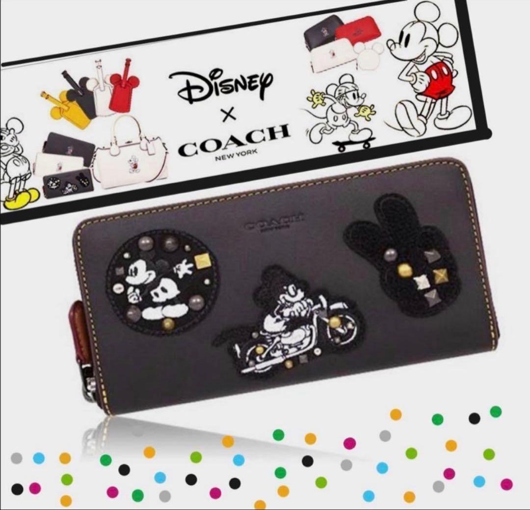 COACHコーチ×ディズニーミッキーマウスパッチワークレザー長財布