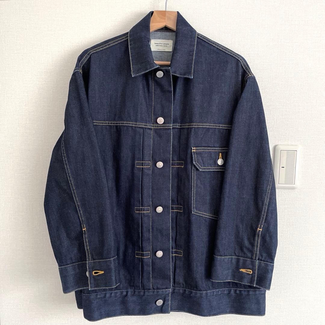 【美品】beautiful people セルビッジデニム ビッグブルゾン 34