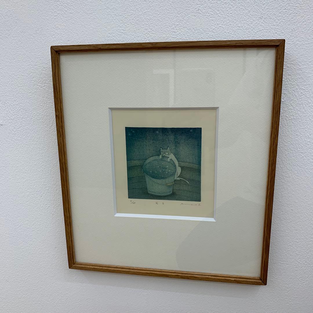 鈴木敦子「光る」限定25 木版画 額付き