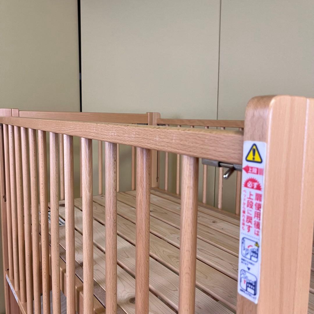 ☆除菌清掃済☆　美品　日本製　サワベビー　ハイタイプ　すのこ床板　3面スライド