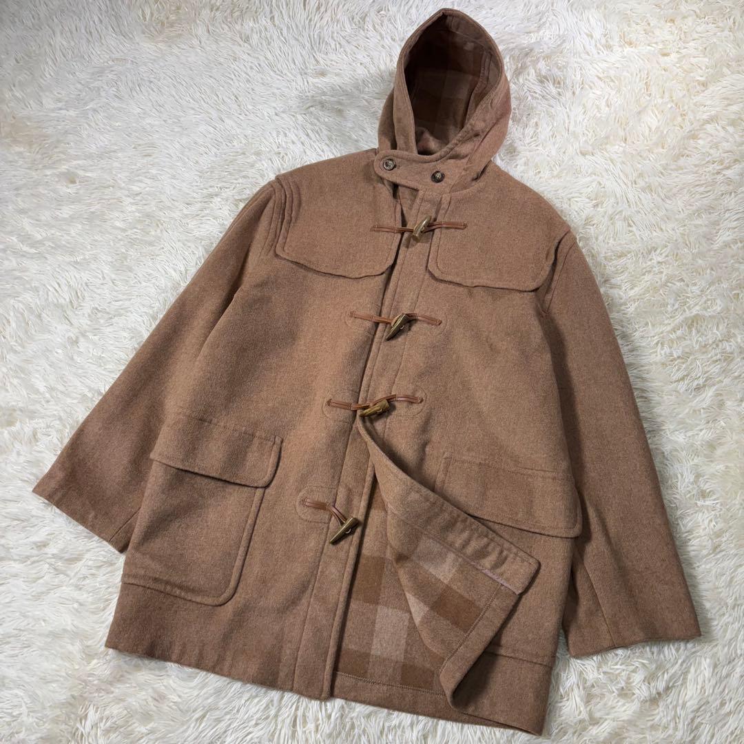 英国製 カシミヤ混 グローバーオール ダッフルコート L~XL相当 チェック柄