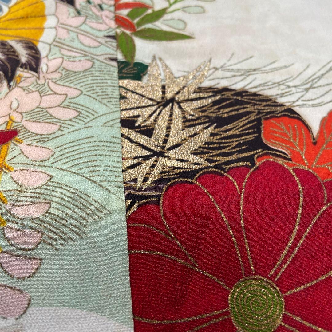 祝い着女子供 産着熨斗目着物 3歳祝い着兼用 お宮参り用 花柄着物K113