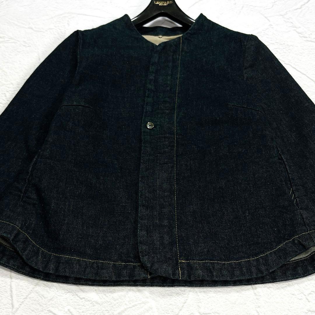 ✨極美品✨パラスパレス　デニム　ジャケット　ノーカラー　ジップアップ　ステッチ