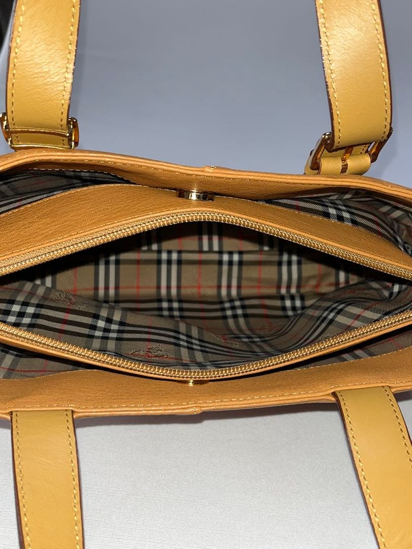 バーバリー　Burberry キャメルレザー トートバッグ ノバチェック