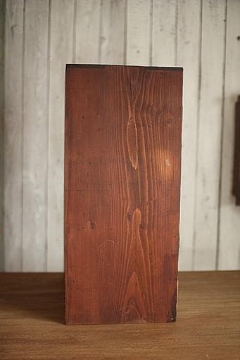 古い小ぶりな木製のガラス戸棚×小引き出し　食器棚　本棚　キャビネット　古家具