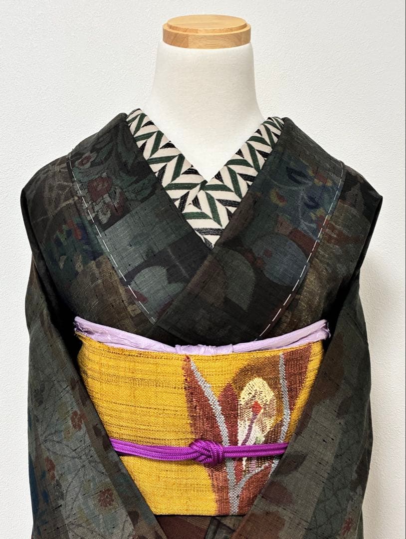 紬　小千谷紬　百柄　裄66.5cm 正絹　美品