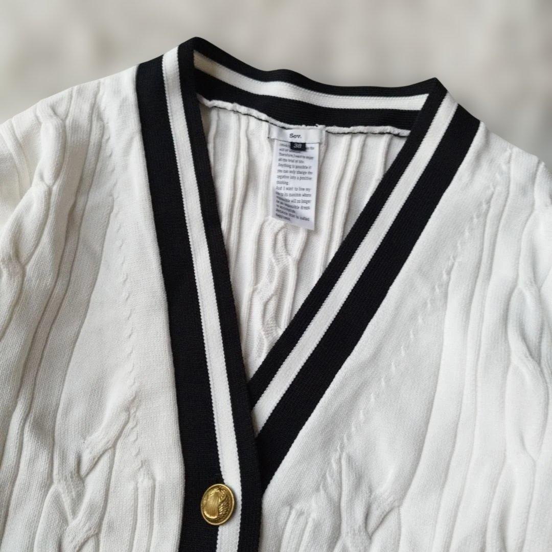 25年♡美品✨Sov. ケーブルニットカーディガン&ベスト 金ボタン M/F