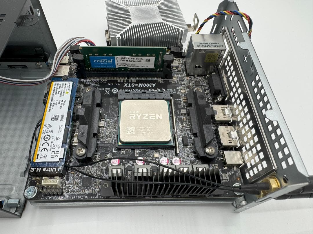 A300M-STX ⑥ 中古 CPU、SSD 1TB、メモリ 8GB 付き