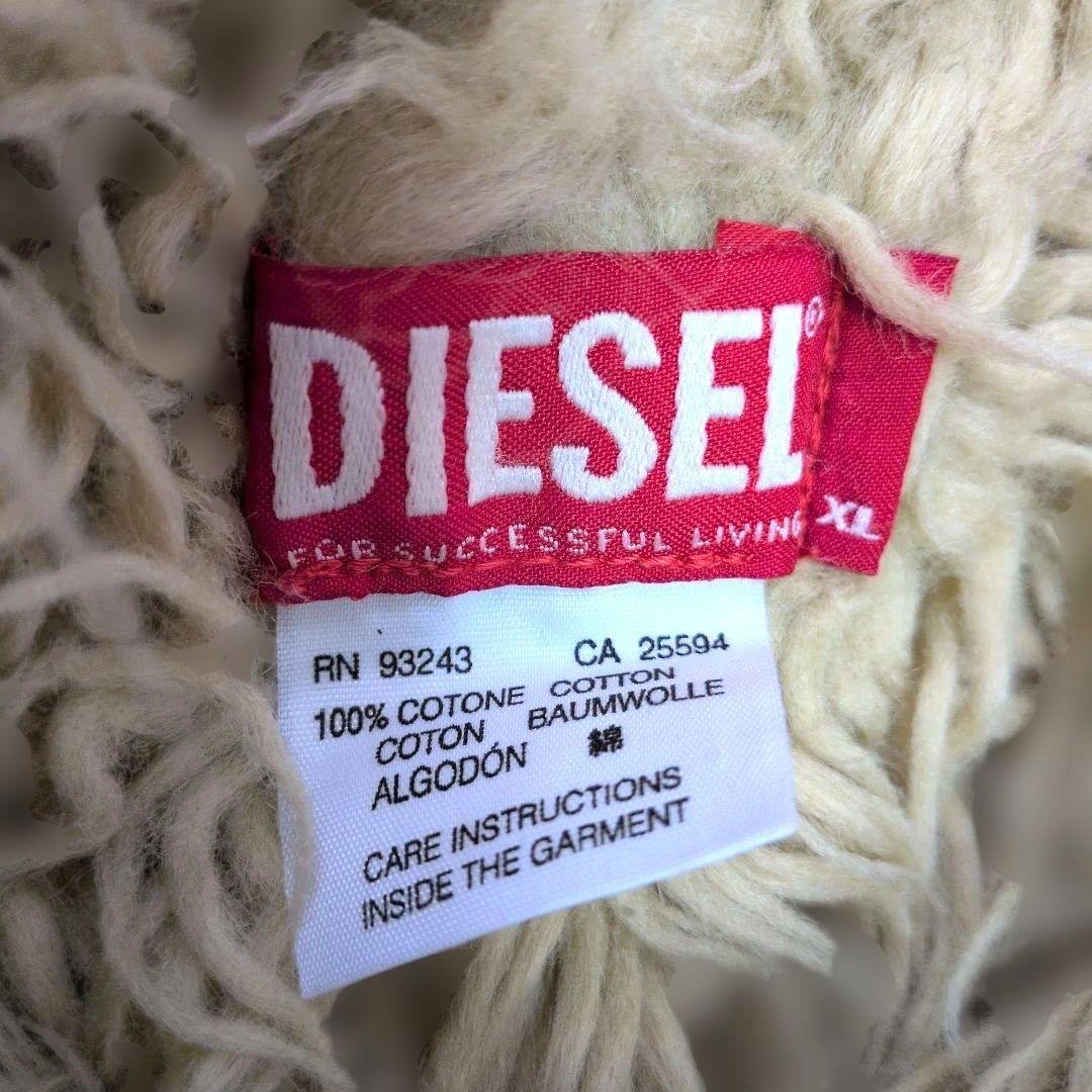 ディーゼル フリンジ風ファー付きデニムジャケット XL ブルー青 ユニセックス