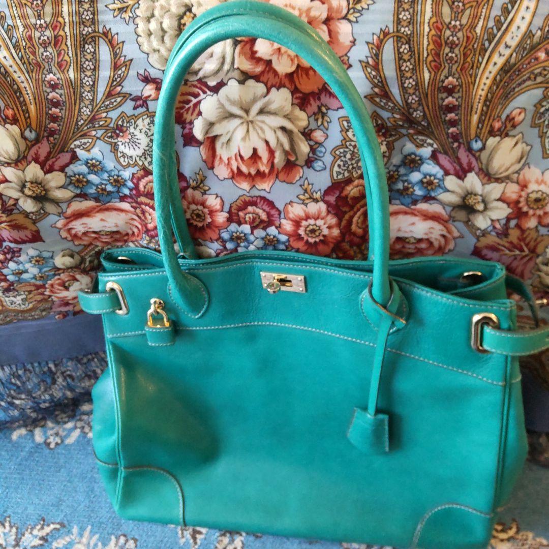 きーちゃん　濱野皮革工藝　エメラルドグリーン　トート