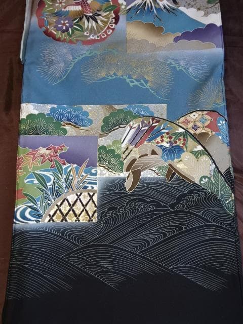 男児 お宮詣り　紋なし　産着一つ身着物　鷹