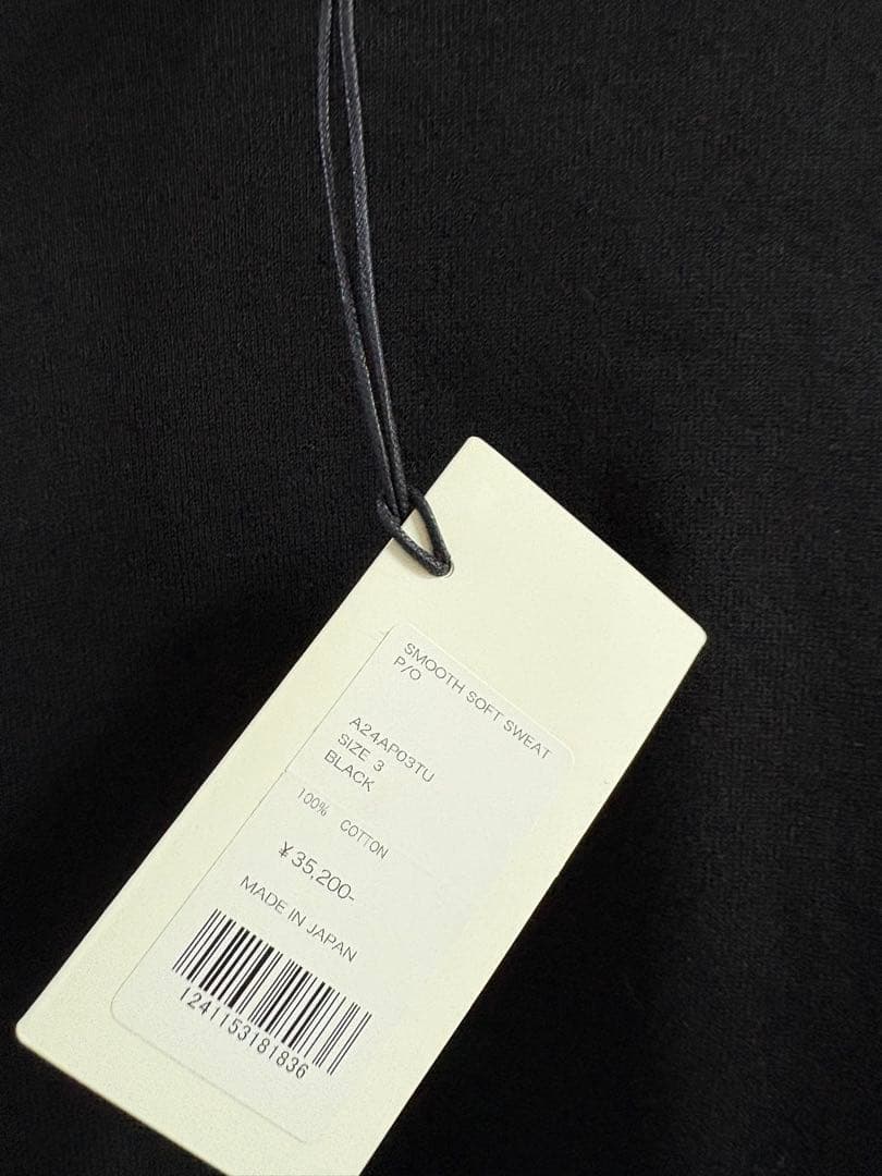 オーラリー 24AW SMOOTH SOFT SWEAT P/O BLACK 3