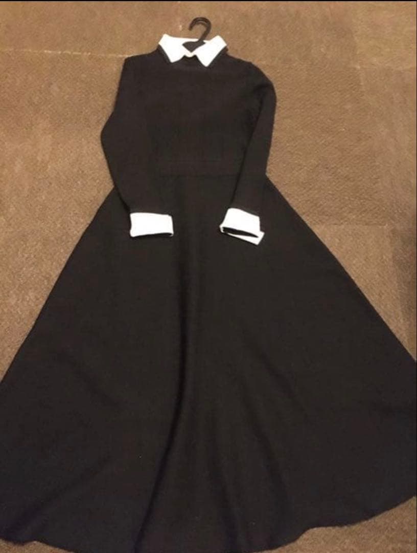 SEVENTEN 襟付きニットワンピース M ブラック セブンテン 川人未帆