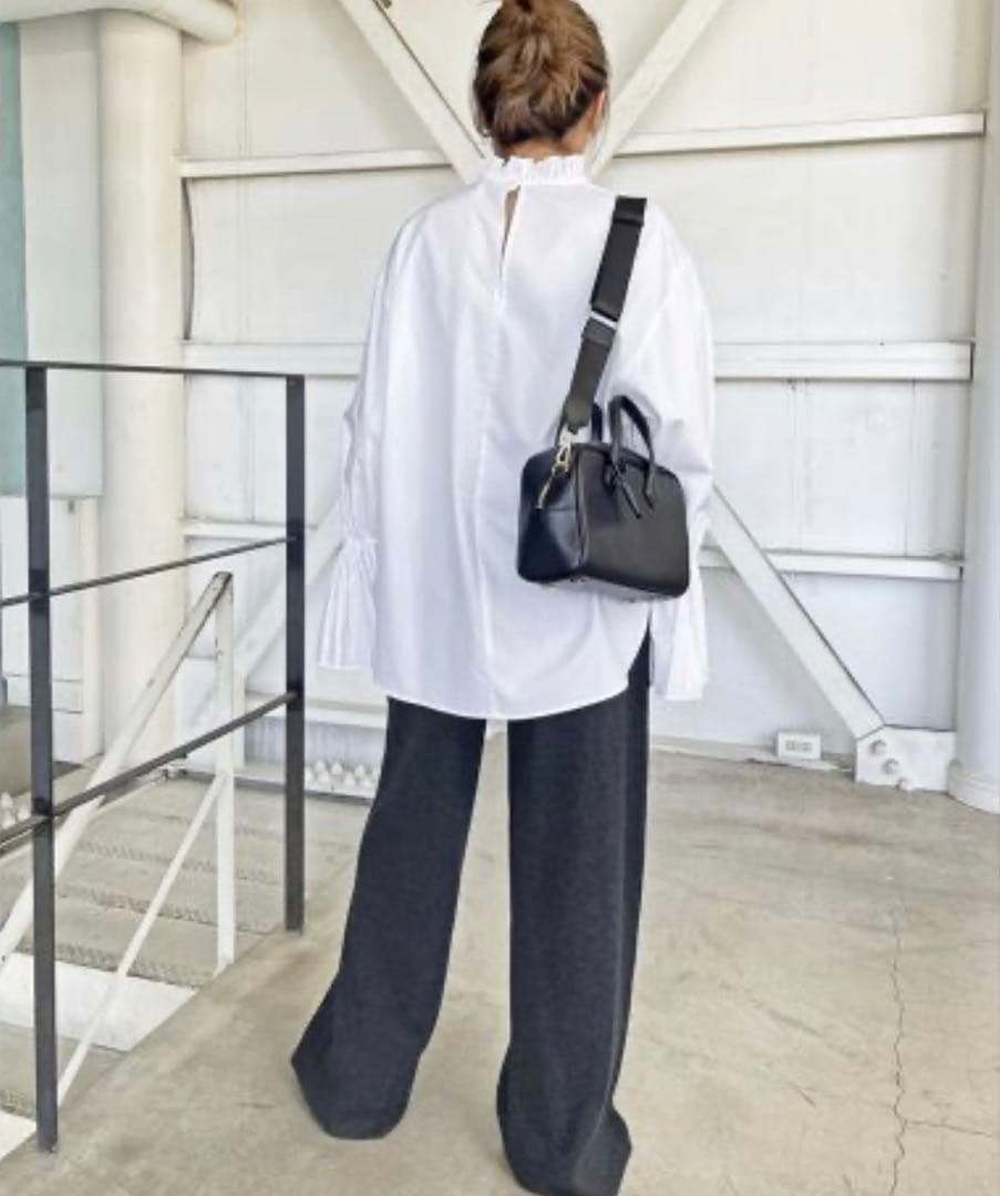 【新品】Spick & Span コットンブロードタックフリルブラウス　ホワイト