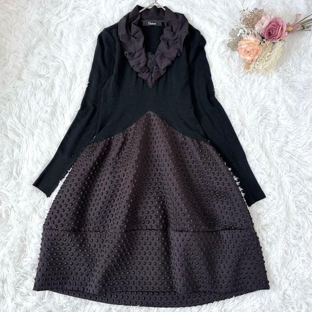 Esensation エイココンドウ 異素材ドッキングワンピース ポコポコ素材