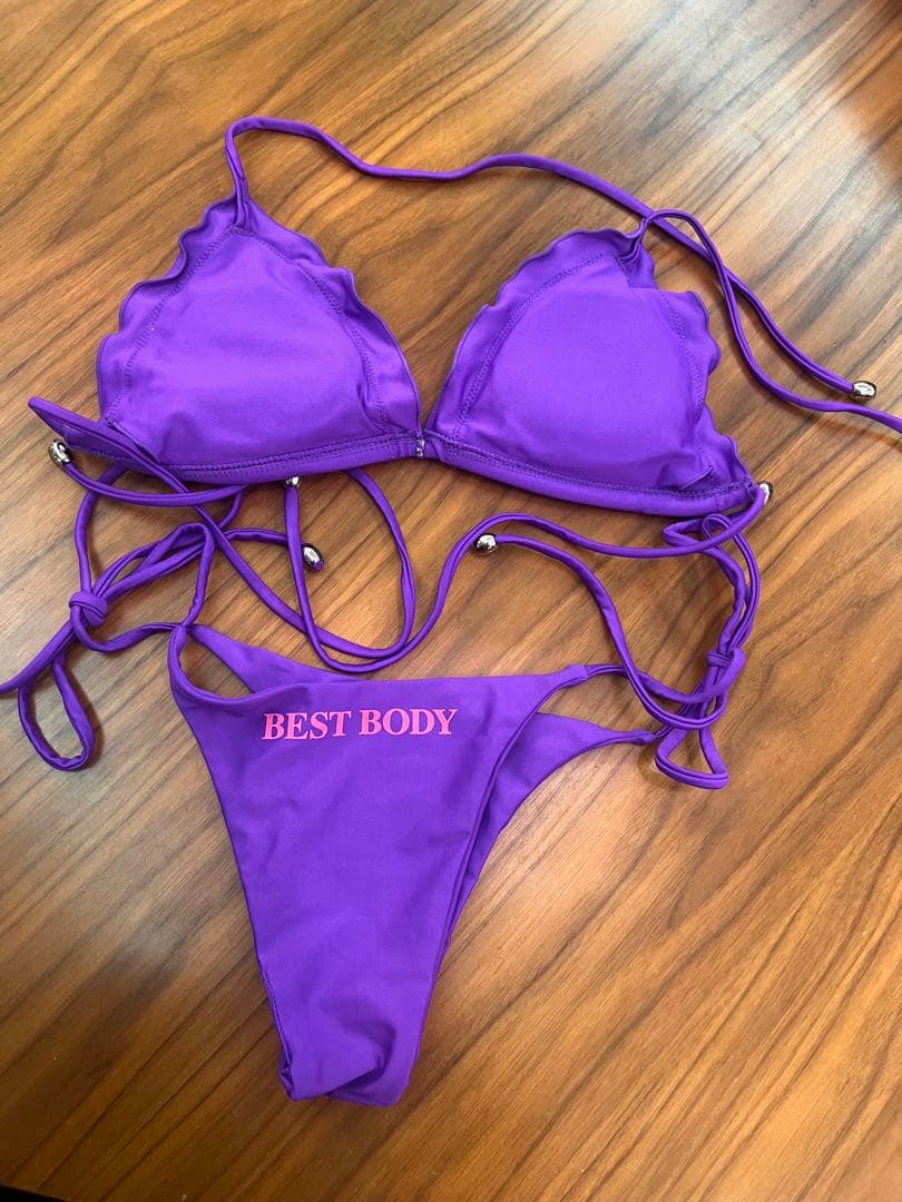 ベストボディジャパン大会公式水着 パープル　Mサイズ 袋付き ⭐️お値下げしました