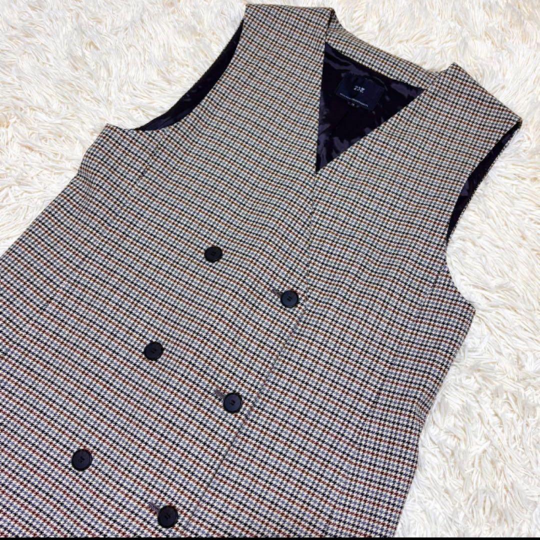 未使用級 23区 杏さん着用 2023 ガンクラブチェック ロング ジレ M
