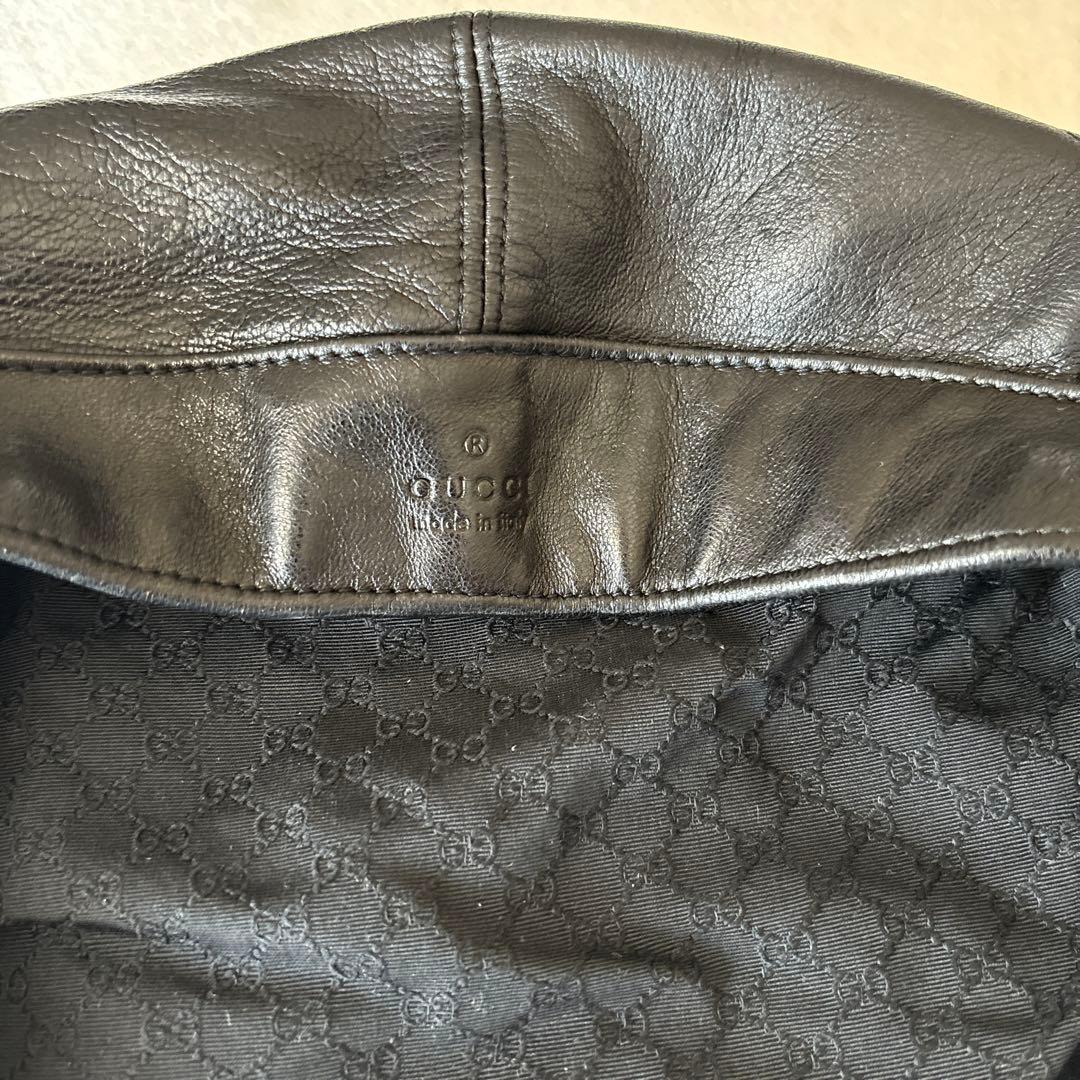 美品 GUCCI 本革 羊革 ハンチング イタリア製 ブラック XL