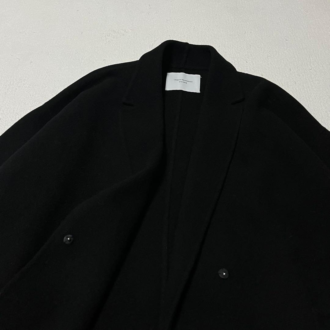 美品 アーバンリサーチドアーズ ウールテーラーカラーショートコート 黒