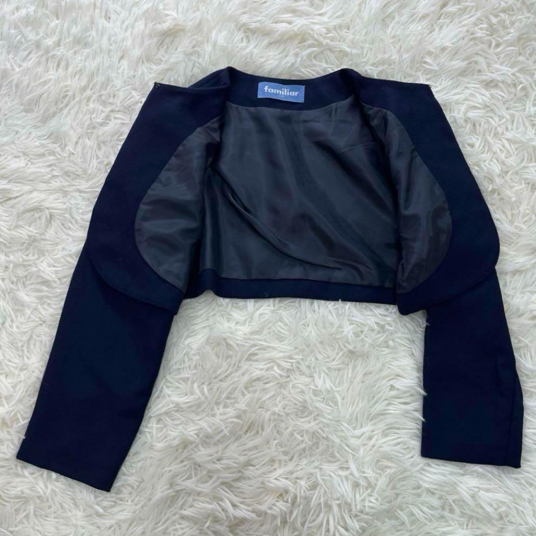 美品✨ファミリア　110 フォーマルアンサンブルスーツ　ネイビー　白襟ワンピース