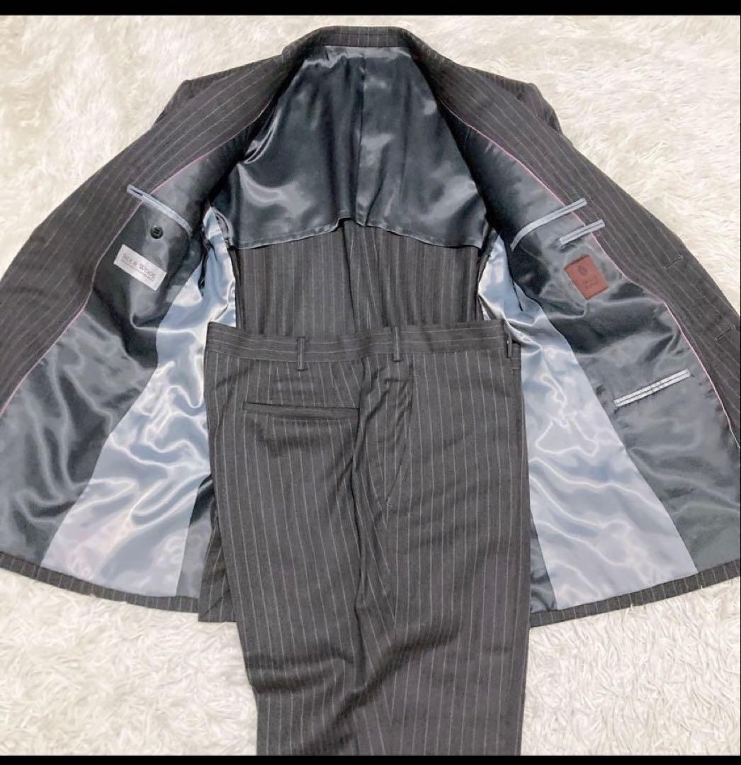 TAKEO KIKUCHI ストライプビジネススーツ 大きめ クリーニング済