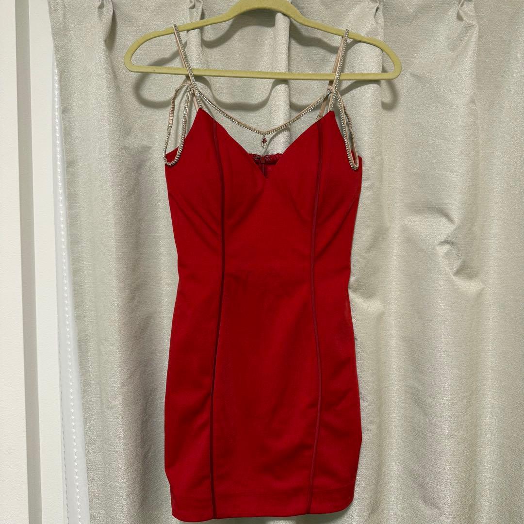【値下げ】sugar 赤　ネックライン ミニドレス