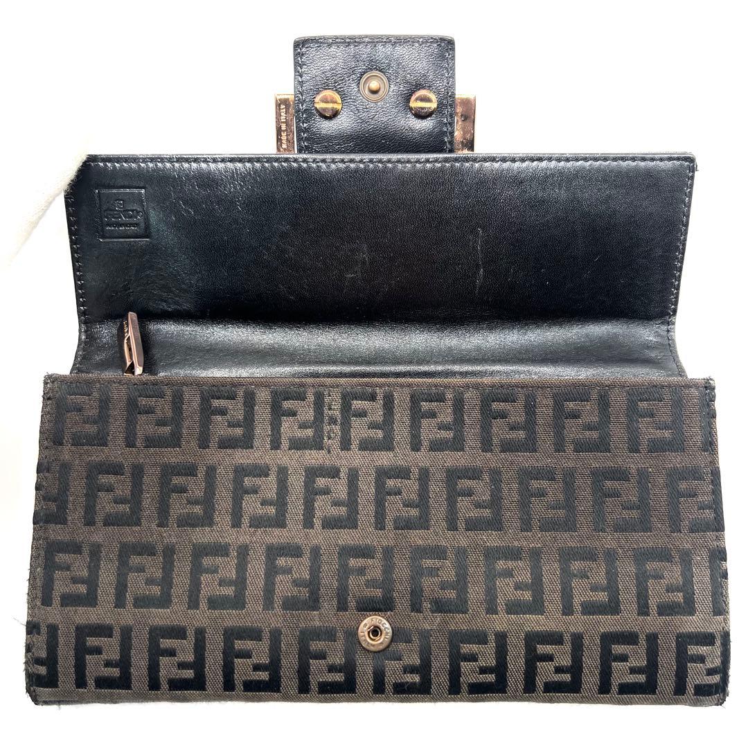 フェンディ ズッキーニ 長財布 FF マンマ フラップ キャンバス 総柄