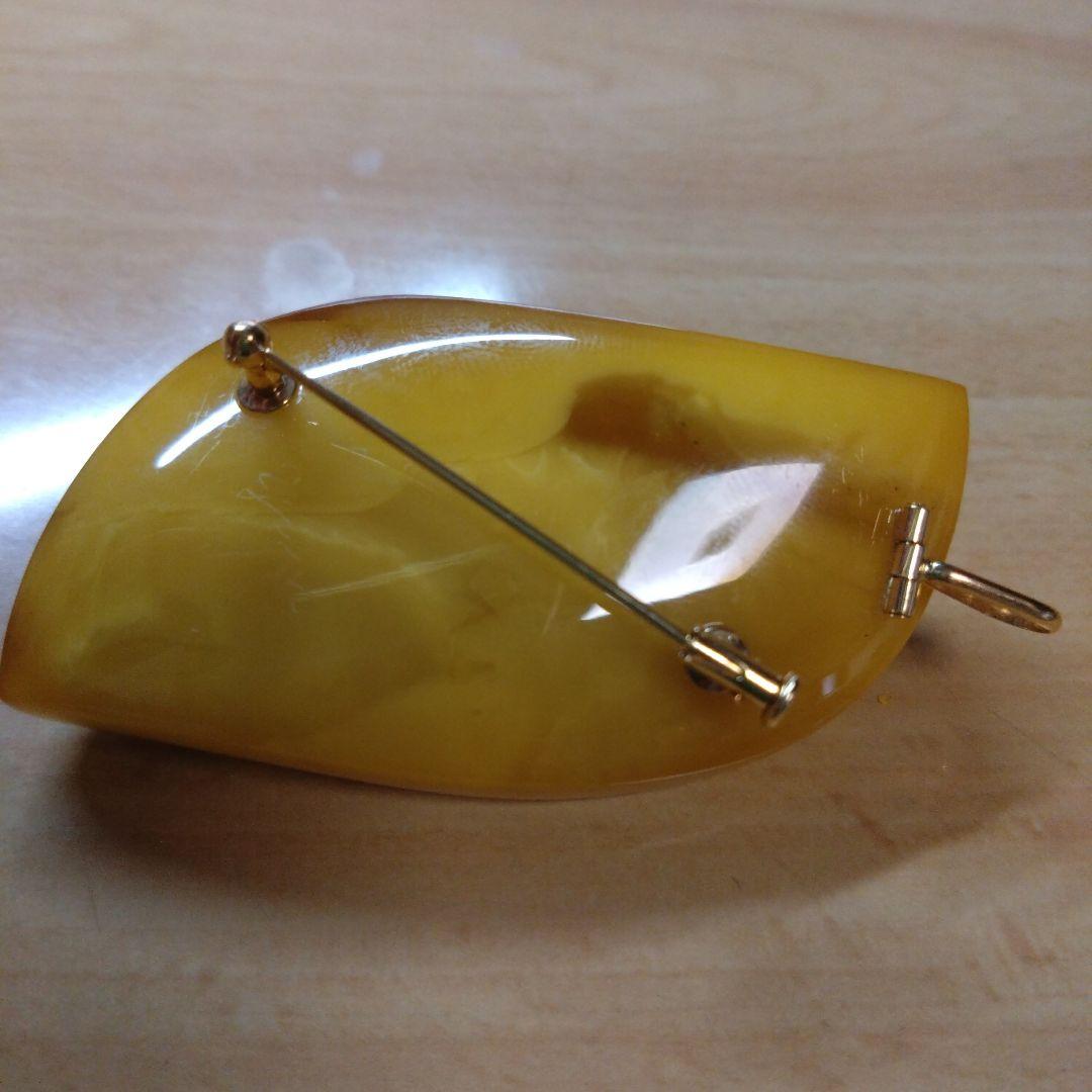 琥珀 ドラゴン ネックレストップ兼ブローチ