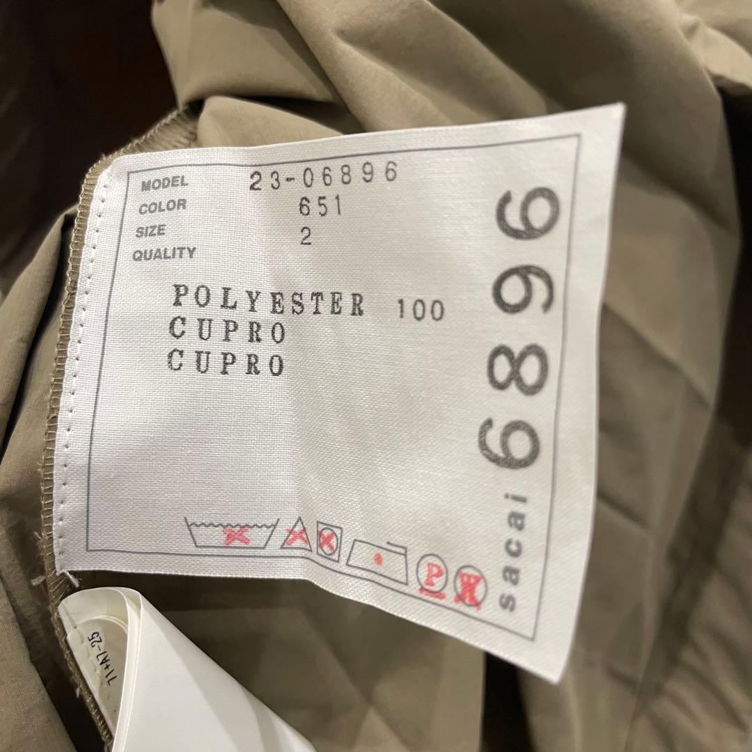 Sacai シアー プリーツ ワンピース ミリタリー ワーク ベージュ