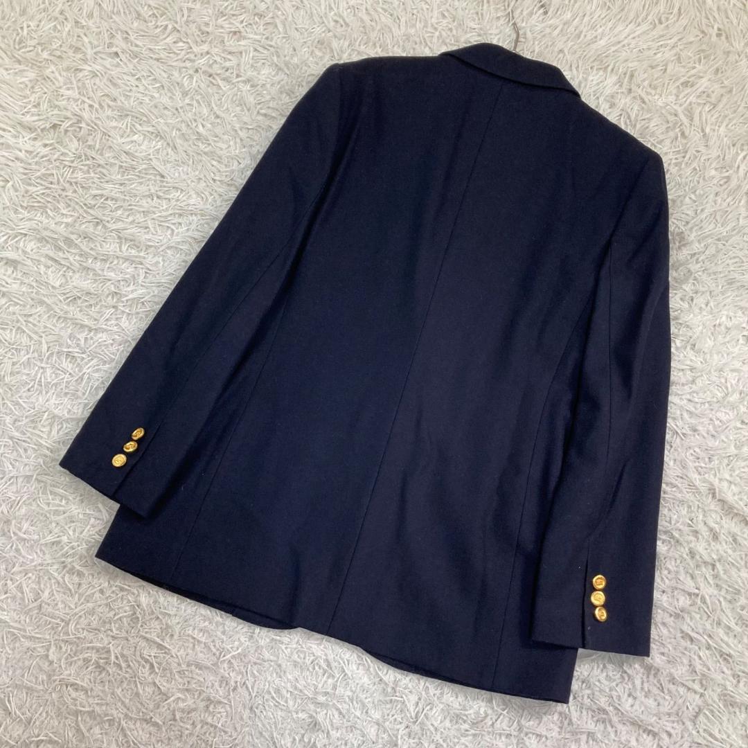 17534✨バーバリー ヴィンテージ 金ボタン エンブレム 紺ブレ ウール 9