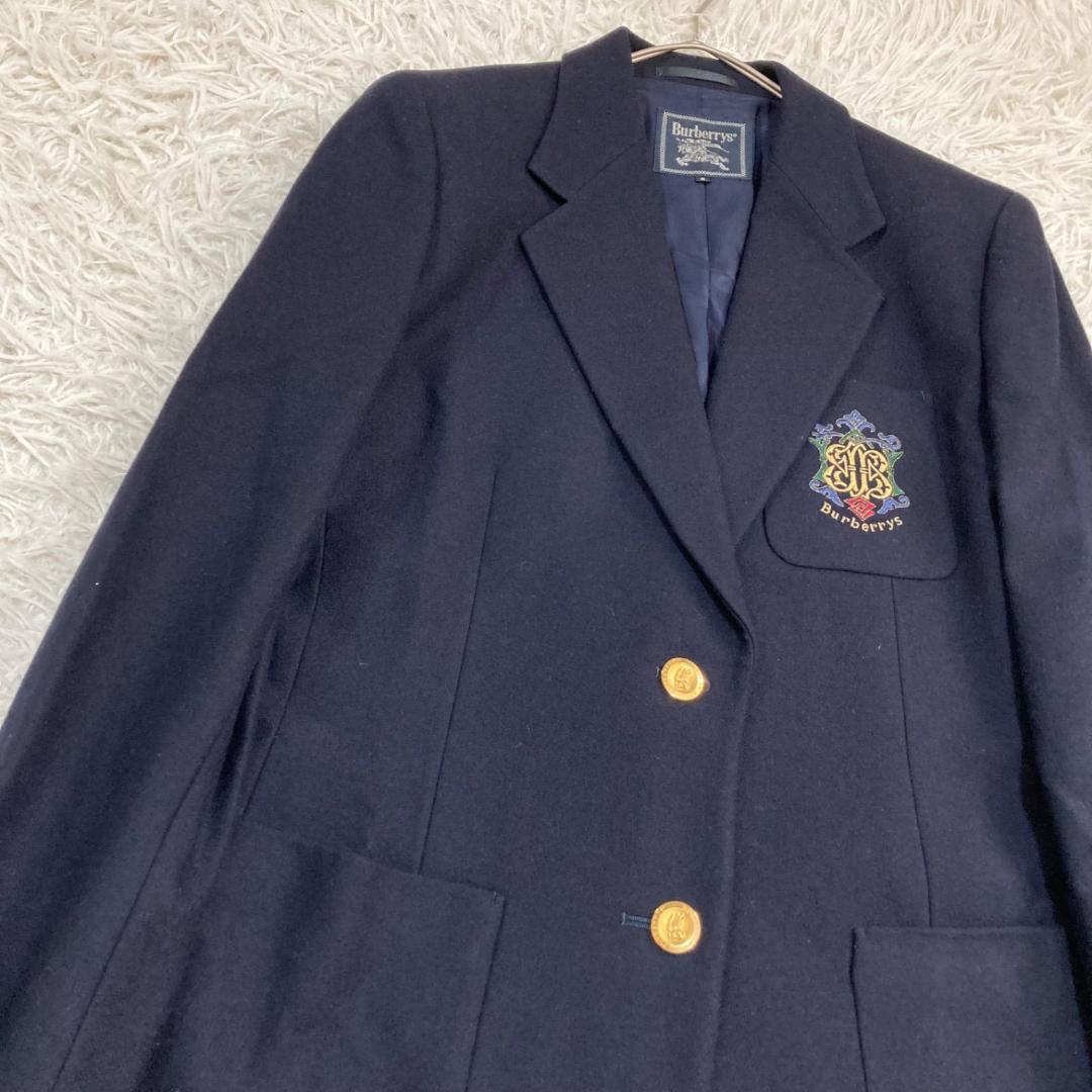 17534✨バーバリー ヴィンテージ 金ボタン エンブレム 紺ブレ ウール 9