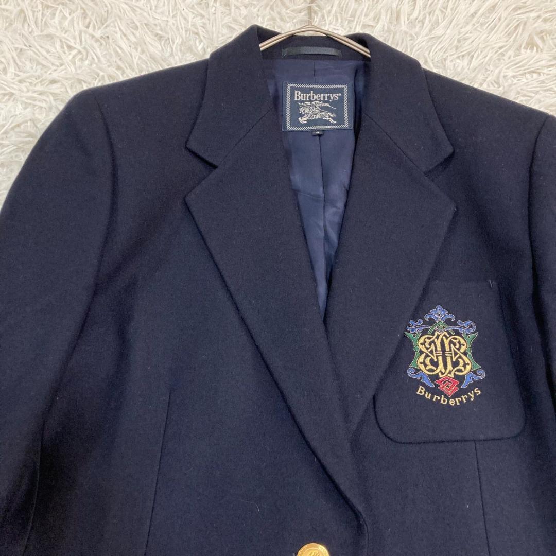 17534✨バーバリー ヴィンテージ 金ボタン エンブレム 紺ブレ ウール 9