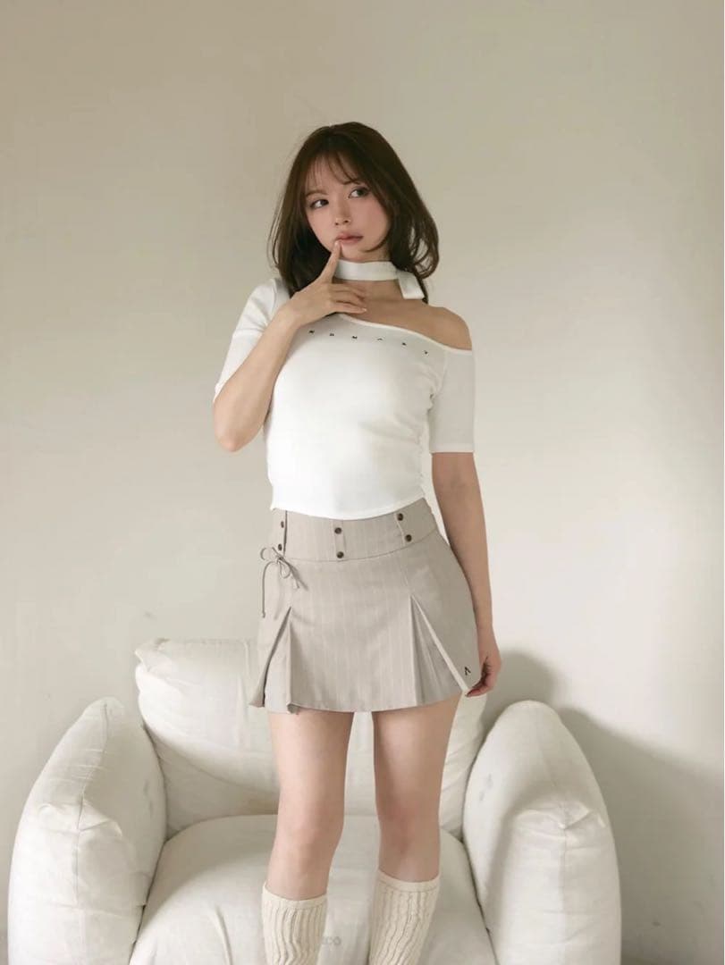 スカート ANDMARY Bibi pleats mini skirt beige S