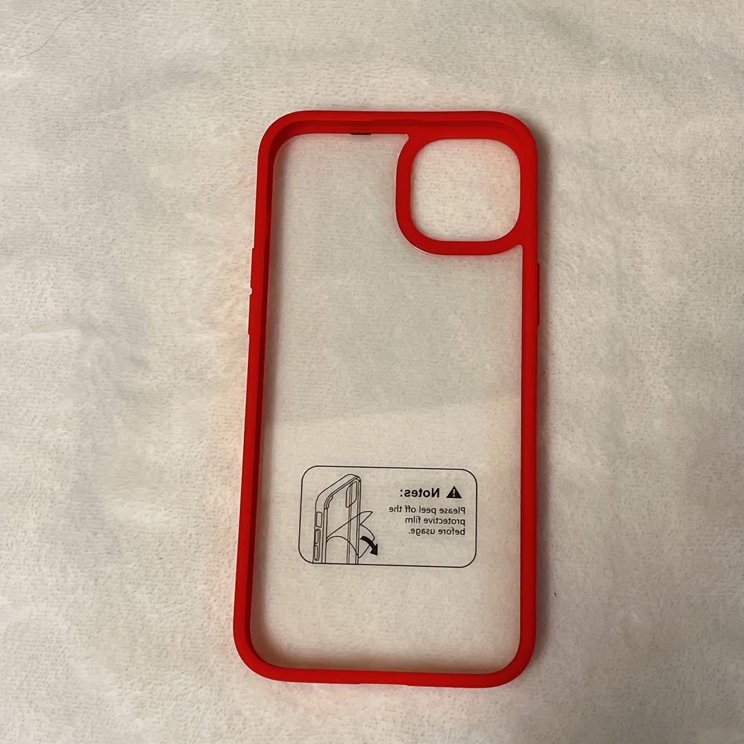 ♪ iPhone 13 pro max ケース クリア 赤縁 ステッカー付き