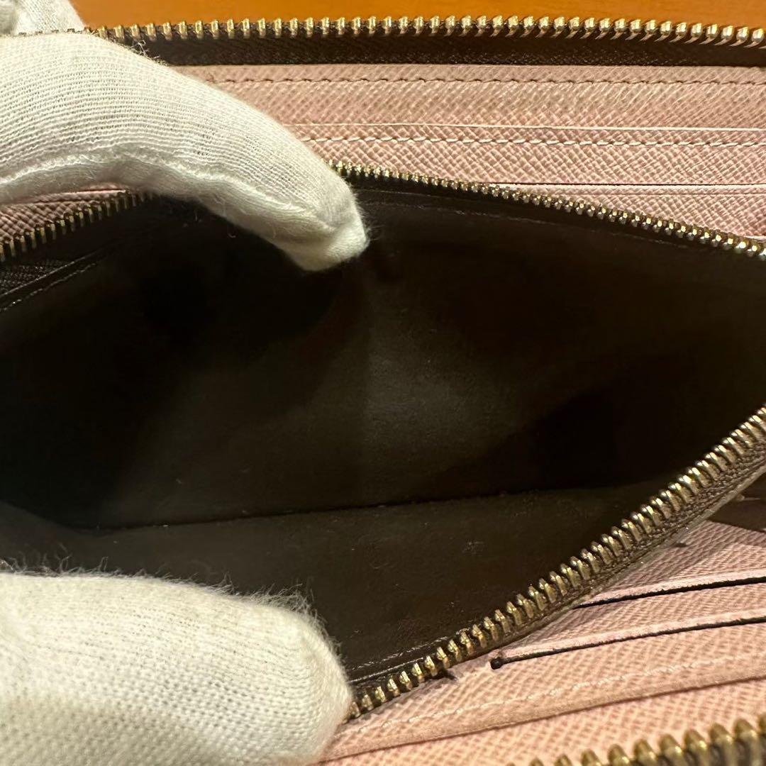 【極上美品】ルイヴィトン ダミエ エベヌ クレマンス ジッピー ローズ 長財布