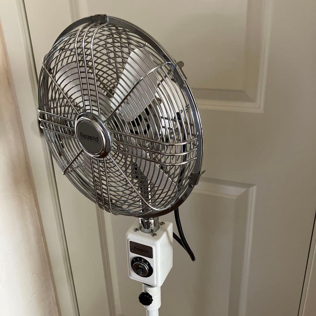Reizend スタンドファン ホワイトB、切替ダイヤル破損ジャンク/北欧レトロ